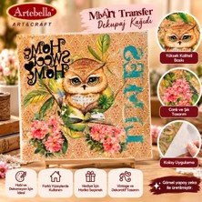 Artebella Transfer Dekupaj Kağıdı 6034 K – Baykuş ve Çiçek Desenli Vintage Hobi Transferi