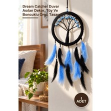 Yenilig 1 Adet Siyah Hayat Ağacı Rüya I – Dream Catcher Duvar Asılan Dekor, Tüy ve Boncuklu Örgü Tasarım