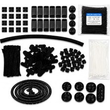 aklow akyoleticaret 346 Parça Kablo Düzenleme Seti, Spiral Sarıcı, Klips ve Cırt Bağ