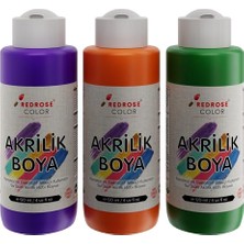 aklow akyoleticaret Yeşil, Turuncu Akrilik Boya 3'lü Set 3X120 Ml, Mor