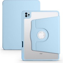 aklow akyoleticaret Apple iPad Air 11 2025 M3 ile Uyumlu Termik Kalem Bölmeli Dönebilen Standlı Kılıf Mavi
