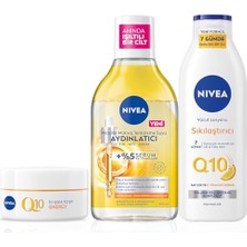 aklow akyoleticaret C Vitamini Bakım Seti, Q10 Sıkılaştırıcı Losyon 250 Ml, Gündüz Kremi 50 Ml, Makyaj Temizleme Suyu 400 ml