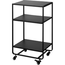 aklow akyoleticaret Home Three-Tier Tekerlekli Servis Arabası Mutfak Arabası; Çelik, Siyah, Tek Boy