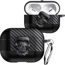 aklow akyoleticaret Airpods Pro 3.nesil Uyumlu Karbon Fiber Hybrid Polymer Technology Kafa Taşı Tasarımlı Kılıf, Siyah-Siyah