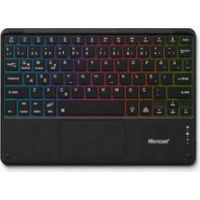 aklow akyoleticaret Touchpad Rgb Tablet ve Telefonlar Için Türkçe Bluetooth Klavye Siyah - AL5890