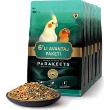 Şanal Gold Wings Premium Paraket Yemi 6’lı Set - 6 x 1 kg (Toplam 6 Kg) - Doğal Tohum, Tahıl ve Vitaminli Galeta Karışımı