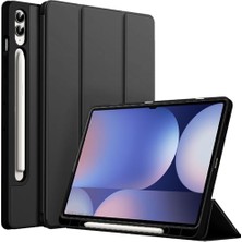aklow akyoleticaret Galaxy Tab S10 Plus X820 ile Uyumlu 12.4 Inç Kılıf Premium Silikon Kalem Bölmeli Smart Case Siyah