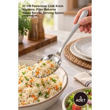 Yenilig 3 Adet Metal Servis Kaşığı – 21 cm Paslanmaz Çelik Krom Kaplama, Pilav Makarna Salata Servisi, Serving Spoon
