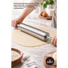 Yenilig 5 Adet Çelik Merdane – Paslanmaz Çelik Hamur Rulosu 40 Cm, Ergonomik Kulp, Yapışmaz Pürüzsüz Yüzey, Hamur Açma Rolling Pin
