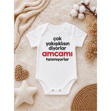 Perfect Mega Store Çok Yakışıklısın Diyorlar Amcamı Tanımıyorlar Baskılı Erkek Bebek Zıbını – Eğlenceli Amca Yeğen Body