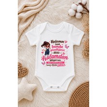 Perfect Mega Store Kız Bebek Halam Temalı Baskılı Zıbın – Eğlenceli Yazılı Kısa Kollu Bebek Body
