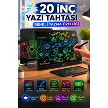 Epilons 20 Inc Renkli LCD Grafik Dijital Kalemli Çizim Tableti Yazı Tahta Not Yazma Eğitim Tableti Siyah
