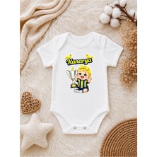 Perfect Mega Store Kanarya Baskılı Bebek Zıbını – Sarı Lacivert Taraftar Temalı Kız Bebek Body