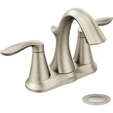 aklow akyoleticaret 6410BN Eva Çift Kulplu Centerset Toilette Musluk Gider Montajı, Fırçalanmış Nikel