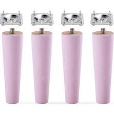 aklow akyoleticaret Açık Pembe Ahşap Mobilya Ayağı, 12 Cm, M8 Civatalı, 4 Adet