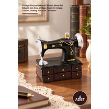 Yenilig 4 Adet Nostaljik Dikiş Makinesi Biblo – Vintage Reçine Dekoratif Model, Masa Raf Kitaplık Için Süs, Vintage Siyah ve Ahşap Tonları, Sewing Machine Ornament
