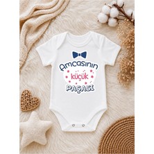 Perfect Mega Store Amcasının Küçük Paşası Yazılı Erkek Bebek Zıbını – Amca Yeğen Temalı Sevimli Bebek Body