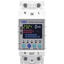 Wifi Akıllı Elektrik Sayacı, Kaçak Akım Koruma Rölesi, 63A, LCD EKRANLI-TOMPD-63SW
