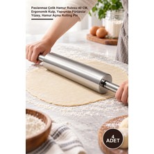 Yenilig 4 Adet Çelik Merdane – Paslanmaz Çelik Hamur Rulosu 40 Cm, Ergonomik Kulp, Yapışmaz Pürüzsüz Yüzey, Hamur Açma Rolling Pin