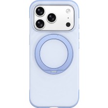 Remax Ripple Series iPhone 18 Pro Max Uyumlu Likit Silikon Kılıf - 360° Döner Standlı Rmc-5 - Mavi