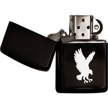 Şanal Bk Gift Kartal Tasarımlı Siyah Benzinli Metal Çakmak