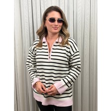 Alis Boutique Polo Yaka Çizgili Triko Kazak