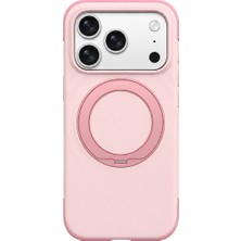 Remax Ripple Series iPhone 18 Pro Uyumlu Likit Silikon Kılıf - 360° Döner Standlı Rmc-5 - Pembe