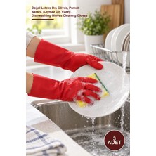 Yenilig 3 Adet S Beden Temizlik ve Bulaşık Eldiveni – Doğal Lateks Dış Gövde, Pamuk Astarlı, Kaymaz Diş Yüzey, Dishwashing Gloves Cleaning Gloves