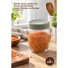 Yenilig 5 Adet Cam Kavanoz – 580 ml Hacim, Şeffaf Cam Gövde, Renkli Plastik Kapak, Saklama Jar Storage