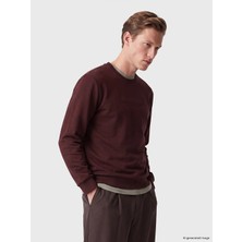 Lc Waikiki Yeni Sezon Bordo Bisiklet Yaka Nakışlı Erkek Kalın Sweatshirt