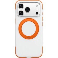 Remax Ripple Series iPhone 17 Pro Uyumlu Likit Silikon Kılıf - 360° Döner Standlı Rmc-5 - Beyaz