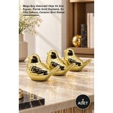 Yenilig 2 Adet Seramik Kuş Biblo – Mega Boy Dekoratif Obje ve Süs Eşyası, Parlak Gold Kaplama, Ev Ofis Dekoru, Ceramic Bird Statue