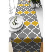 Şanal Pelangi Gri Sarı Geometrik Desenli Leke Tutmaz Kumaş Salon Mutfak Masa Değişik Ranır Modelleri Runner, Gri-Sarı 40 x 140