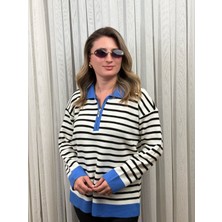Alis Boutique Polo Yaka Çizgili Triko Kazak