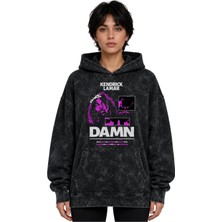 Sevbano Kendrick Lamar Damn Rapper Şarkıcı Baskılı Unisex Oversize Yıkamalı Hoodie Sweatshirt
