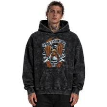 Sevbano Foo Fighters Rock Metal Müzik Grubu Baskılı Unisex Oversize Yıkamalı Hoodie Sweatshirt