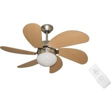 aklow akyoleticaret Kumandalı 6 Mdf Kanatlı, Lambalı Ahşap Tavan Vantilatörü