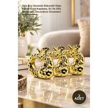 Yenilig 2 Adet Dokulu Çift Elma Biblo – Orta Boy Seramik Dekoratif Obje, Parlak Gold Kaplama, Ev ve Ofis Aksesuarı, Decorative Ornament