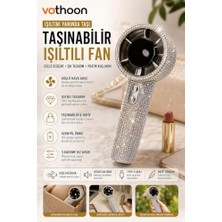 aklow akyoleticaret Kristal Yapay Elmas Detaylı Taşınabilir Mini El Vantilatörü