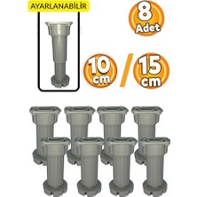 aklow akyoleticaret 10-15 cm Ayarlı Mobilya Ayağı | Baza, Mutfak Banyo Dolabı, Koltuk/kanepe Yüksek Ayak - 8 Adet