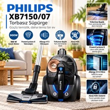 Philips Yeni 7000 Serisi Marathon Daily Torbasız Elektrikli Süpürge, 750W, Powercyclone 8, Alerji Kilit Sistemi, Carpetclean Başlık, XB7150/07