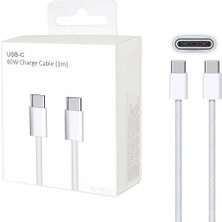 aklow akyoleticaret Usb-C To Usb-C Hızlı Şarj Kablosu, Type-C 60W Pd, 1m Örgülü, iPhone 15 16 17 Pro Max, Samsung S24 S23 Ultra, iPad Pro ve Usb-C Cihazlarla Uyumlu
