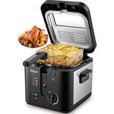 aklow akyoleticaret ZLN0010 1.600 W Fritöz, 2,5 L, Paslanmaz Çelik, 0°C-190°C Sıcaklık Ayarı