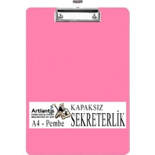 aklow akyoleticaret Sekreterlik Kapaksız A4 1 Adet Renkli A4 Kapaksız Sekreterlik Klipsli Metal Mekanizmalı 80 Yaprak Kapasiteli Pembe
