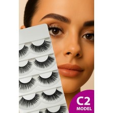 aklow akyoleticaret Ruby Face Doğal Görünümlü Ipek Bütün 5'li Takma Kirpik Seti- 5 Çift Gerçek Takma Kirpik- Model: C2