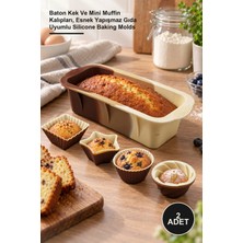 Yenilig 2 Adet Silikon Kek Kalıbı Seti – Baton Kek ve Mini Muffin Kalıpları, Esnek Yapışmaz Gıda Uyumlu Silicone Baking Molds