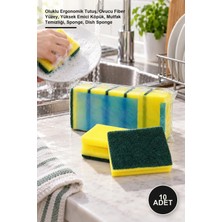 Yenilig 10 Adet Bulaşık Süngeri – Oluklu Ergonomik Tutuş, Ovucu Fiber Yüzey, Yüksek Emici Köpük, Mutfak Temizliği, Sponge, Dish Sponge