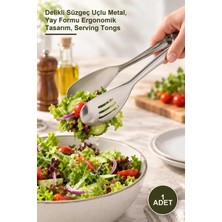 Yenilig 1 Adet Lüks Salata Servis Maşası – Delikli Süzgeç Uçlu Metal, Yay Formu Ergonomik Tasarım, Serving Tongs