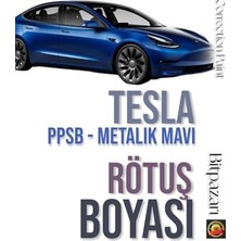 aklow akyoleticaret Tesla Deep Blue Metalik Koyu Mavi Profesyonel Rötuş Boyası Taş Izi ve Çizik Giderici 25 Ml, Ppsbıbtff