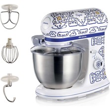 Şanal Ariete Capri Mutfak Şefi 1588/0C - 1200 Watt Stand Mikser, Hamur Yoğurma Makinesi, 2400 Watt'a Ulaşan Kilitli Motor, Paslanmaz Çelik 5,5 Litre Hazne, 3 Farklı Hazne Içi Aparat, Sıçrama Önleyici Kapak